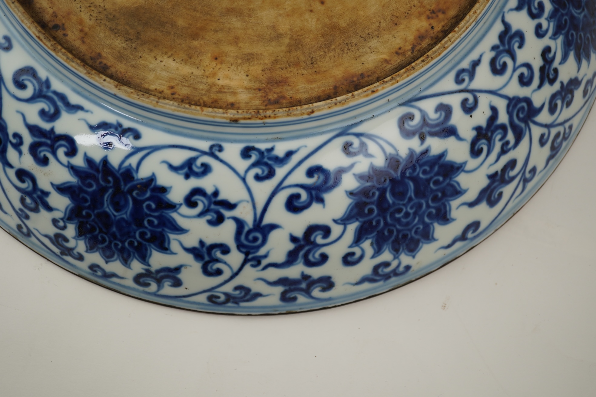 A Chinese blue and white 'Buddhist lions' dish, Ming Dynasty or later